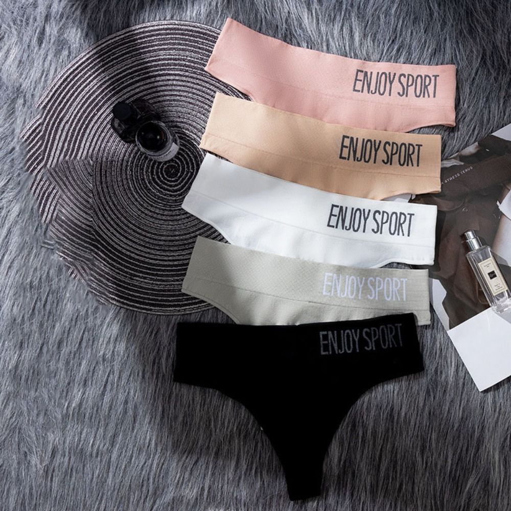 Lingerie Seamless Women Thongs Underwear Low Waist T-back Briefs Solid Color Summer T Panties Ladies