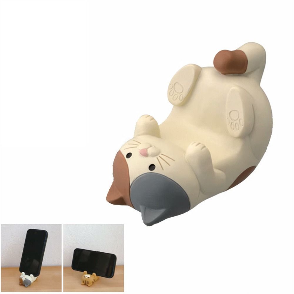 Collectible Resin Craft Cat Phone Holder Cat Support Cartoon Animal Glasses Mobile Phone Pen Holder Multi-functional Toy Figures Cat Phone Stand Desk Decoration