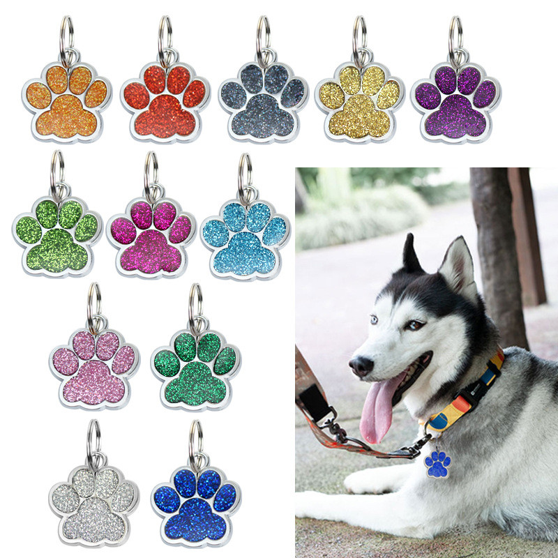 St.kunkka 1Pcs Personalized Dog Cat Pet Nameplate Engraving Kitten Puppy Pet ID Name Collar Label Pendant Pet Accessories Paw Flashing Pendant