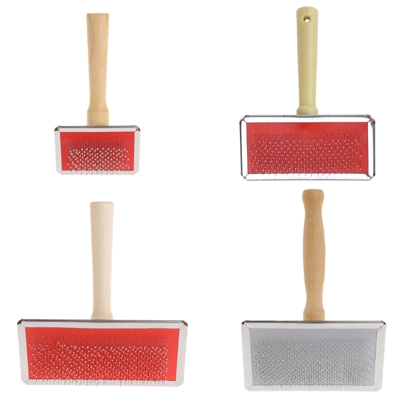 Wenefang Fashion Pet Grooming Comb Shedding Hair Remove Brush Wood Handle Slicker Dog Cat Supply Comb Cat Dog Hair Grooming Cleaning Bath Brush