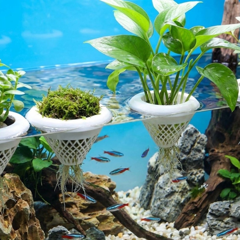 Unique 3D Printed Floating Aquarium Planting Basket Growing Pots Plastic Hydroponic Basket Decorative Fish Water Purifier Hydroponic System