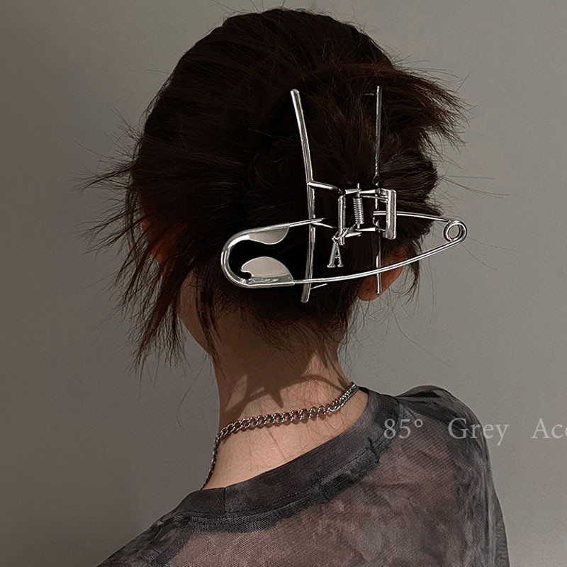 【Exclusive Discount】Large pin metal hairpin back grabbing clip net celebrity niche new shark clip headdress accessories female