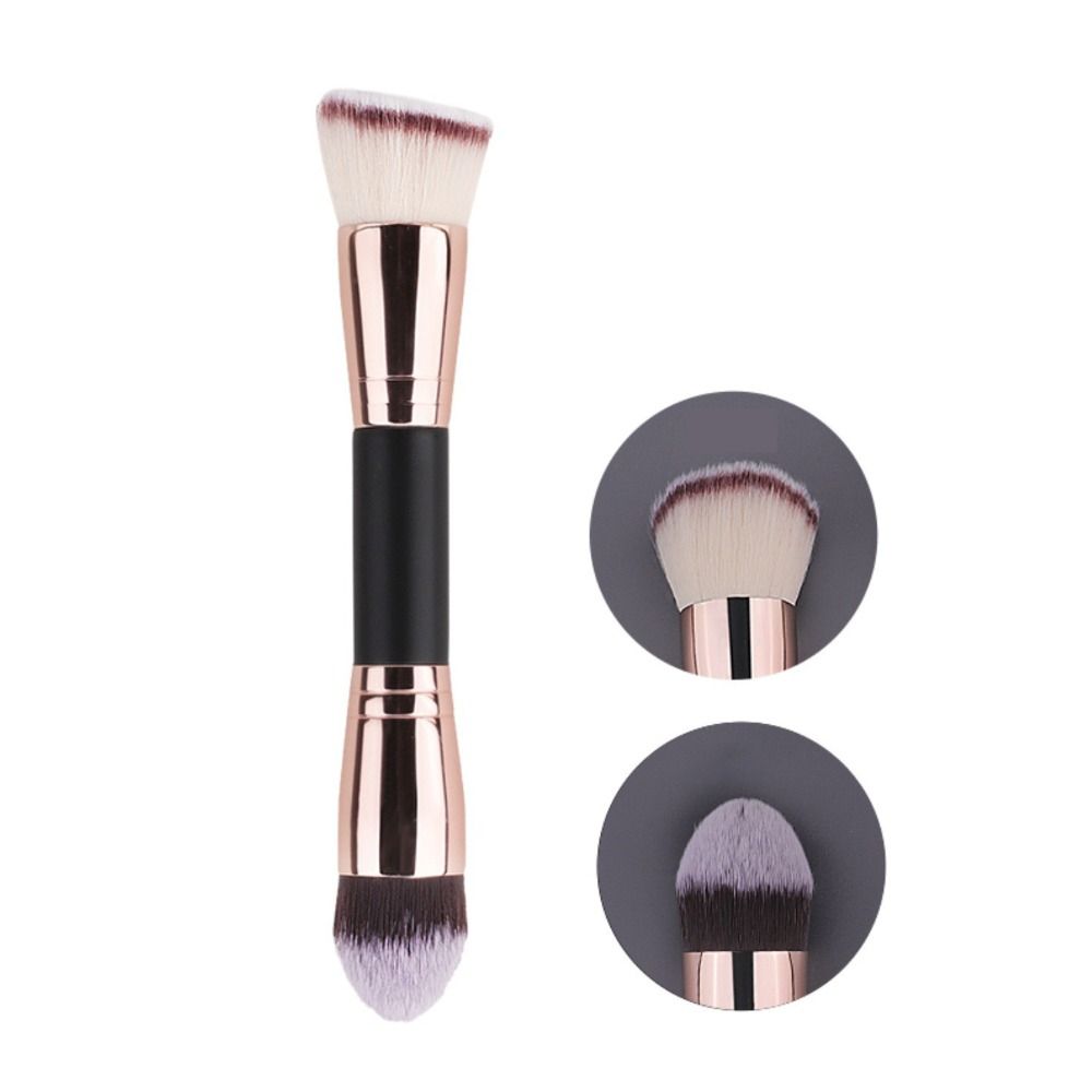 Beauty Tool Soft Hair 2 In Makeup Brush Dense Bristle Double Head Blush Brush Wooden Handle Foundation Brush Women
