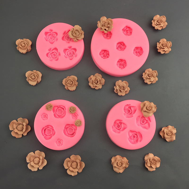 1Pc Mini 3D Rose Flower Shape Silicone Mold Bloom Rose Chocolate Fondant Cake Decor DIY Cupcake Cake Topper Resin Clay Mould CF8