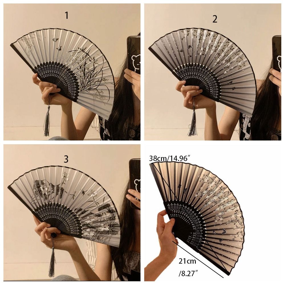 Portable Handheld Folding Fan Bamboo Wood Vintage Dance Fan Chinese Style Ancient Fan Fan Crafts