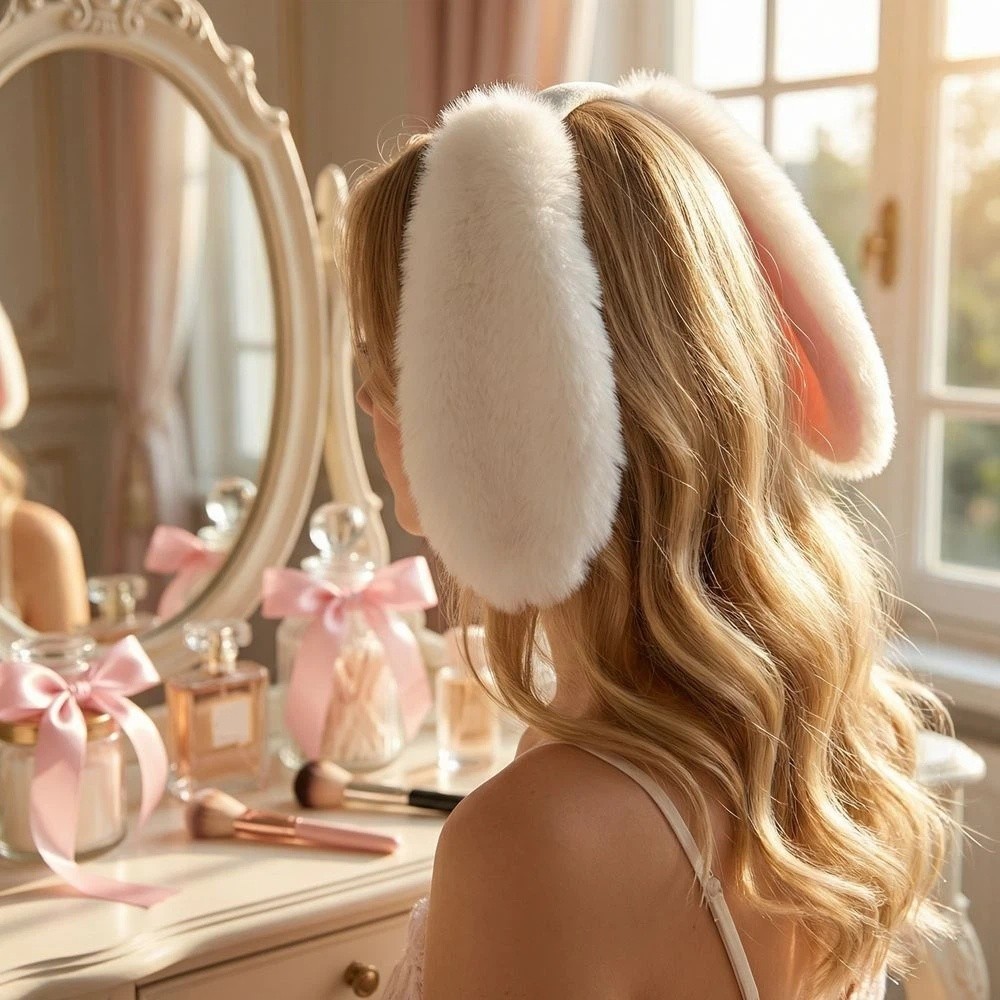 New Soft Easter Rabbit Hair Hoop Lop-eared Fur Plush Headwear Comfortable Cute Hair Accessories Events
