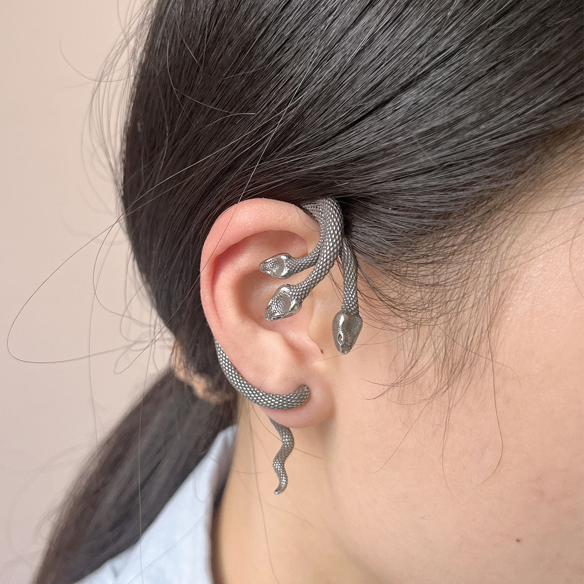 【Special offer】Stainless Steel Earrings Exaggerated Vintage Winding Snake Big Ear Buckle Ear Studs Trendy Men's Ear Jewelry
