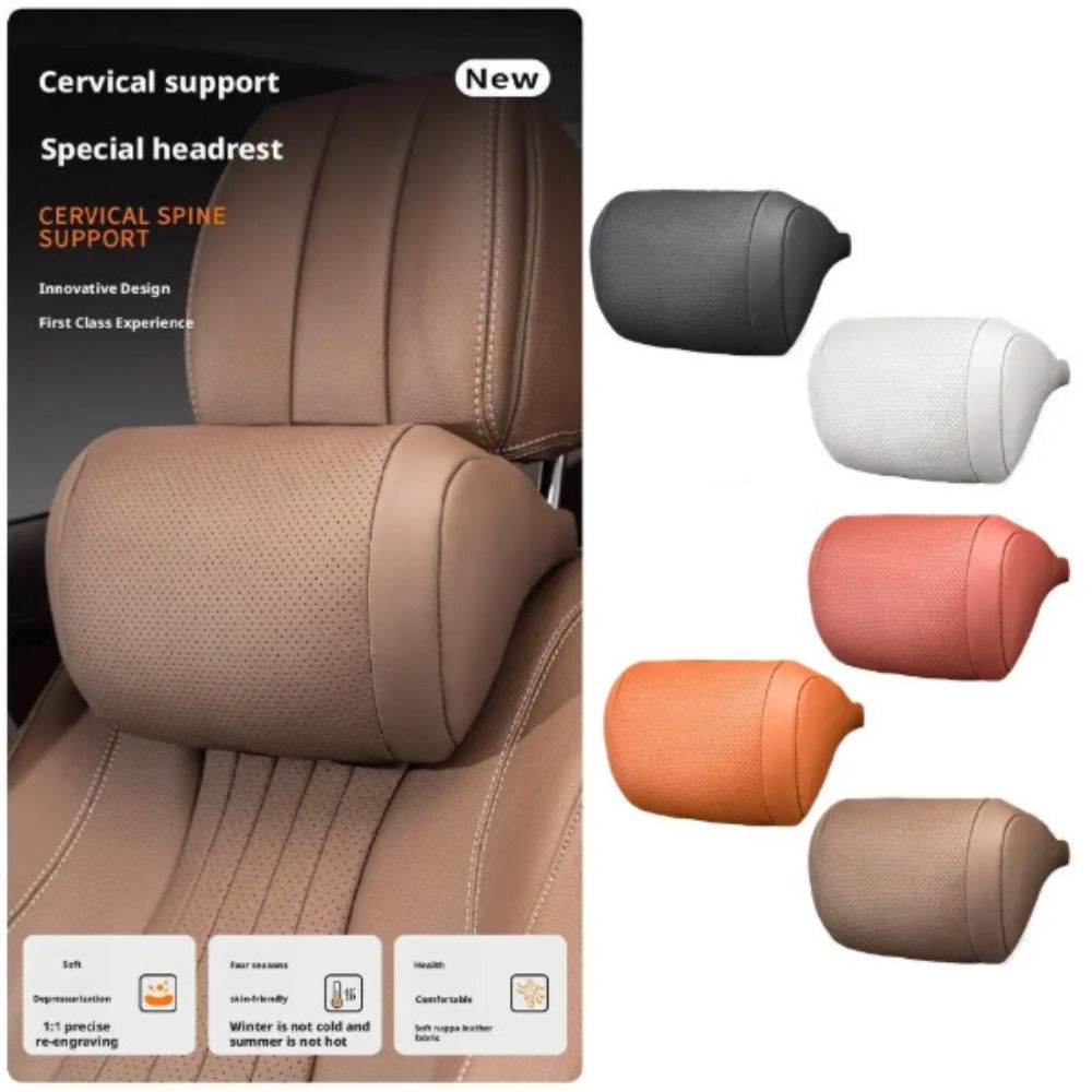 Lumbar Support 3D Ergonomic Car Seat Headrest Neck Pillow Comfortable Soft Fluffy Travel Neck Rest Nappa Breathable Neck Support Travel