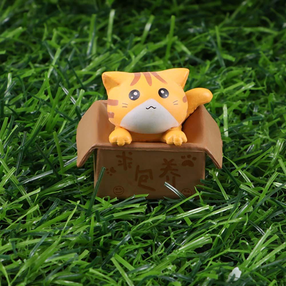 Cute DIY Miniatures Cartoon Kitten Ornament Crafts Car Figurine Kitty Model Poor Box Cat Small Statue
