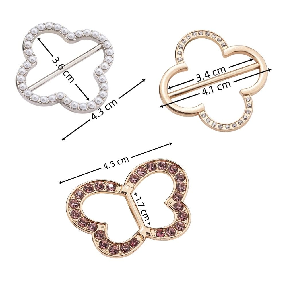 Fashion Pearl Scarf Ring Clip Gold Silver Round Circle Heart Tie Clips Metal Rhinestone Shirt Clip for Women Lady