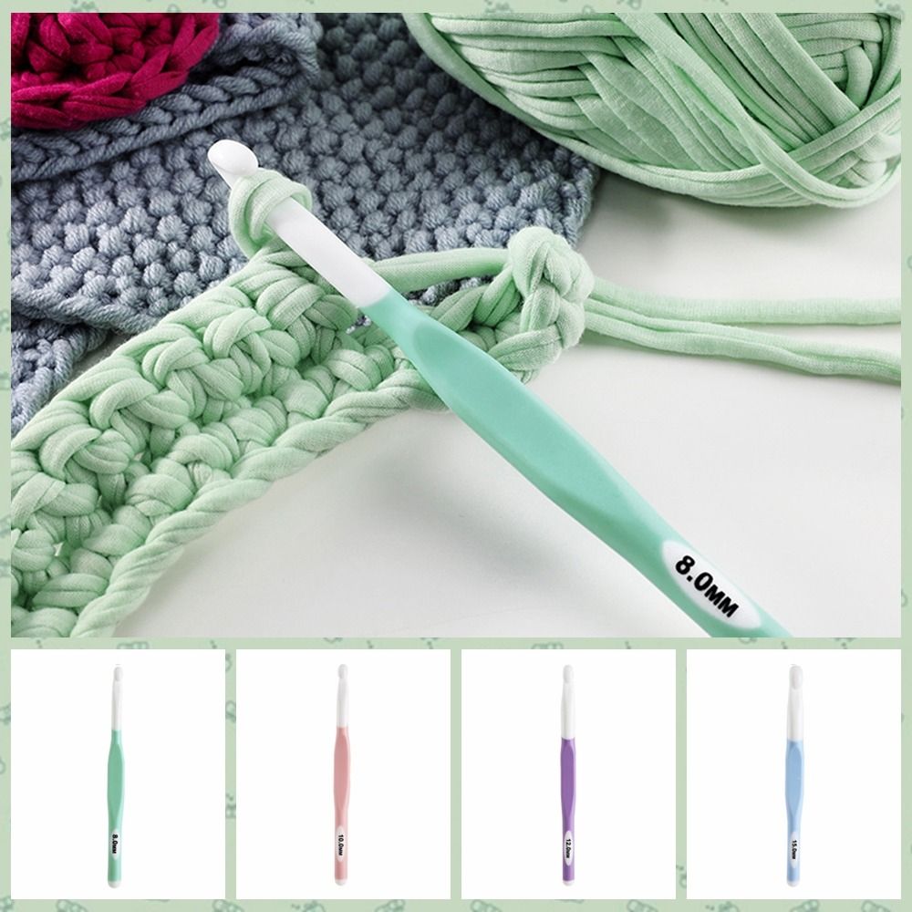 Sewing Needle ABS Crochet Hook Soft Handle Multi Size Knitting Needle Single Head Wool Weave Household