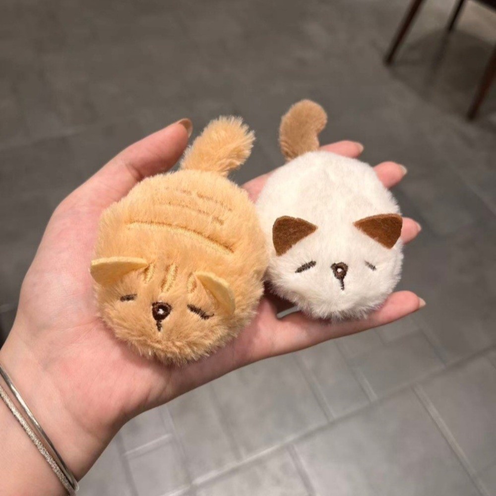 2 pcs/set New Cute Fluffy Plush Cat Hair Clips 3D Tail Design Cloth Cartoon Animal Duckbill Clips Soft Kitten Barrettes Side Bang Decor
