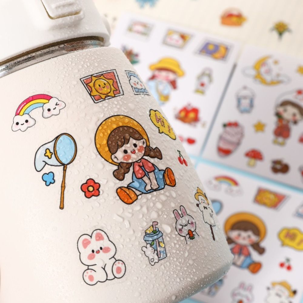 Durable Cute Cartoon Patterns PVC Stickers Waterproof Multicolor Notebook Decoration DIY Scrapbook Decor Phone Water Bottle Decor Children Boys Girls