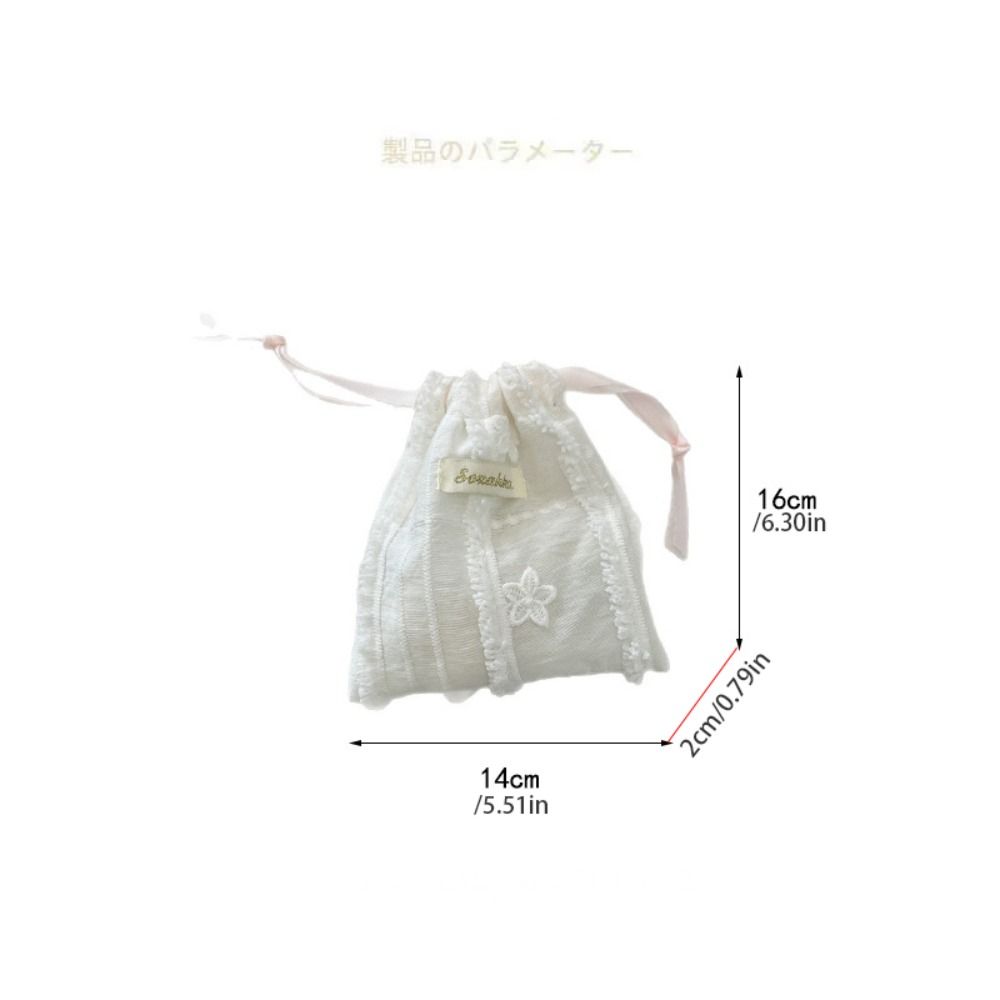 Cute Solid Color Lace Drawstring Storage Bag Small Cloth Bag Sundries Storage Cosmetic Bag Portable Large Capacity Cloth Handbag Female