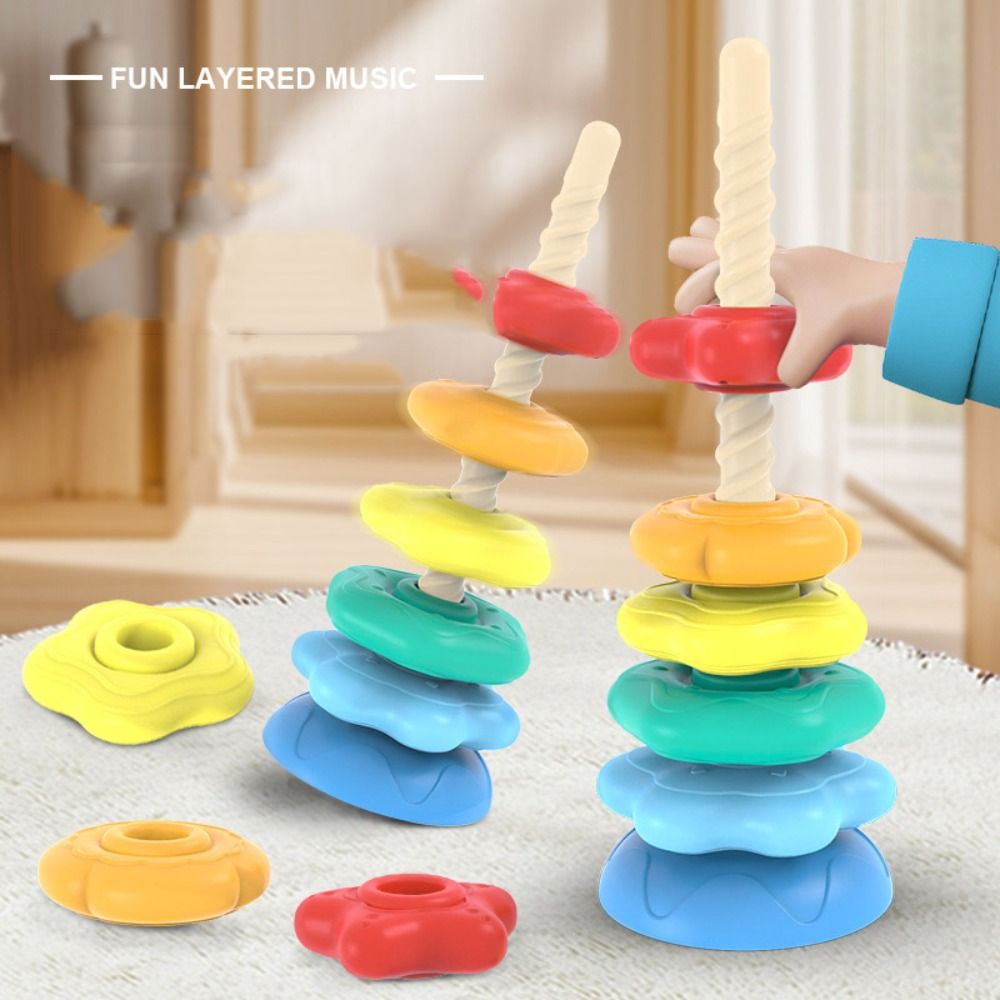 Baby Development Toy Irregular Square Rainbow Stacker Baby Toy Montessori Toy Stackable Rotating Screw Bolt Toys Early Education Puzzle Stacking Rainbow Tower Children