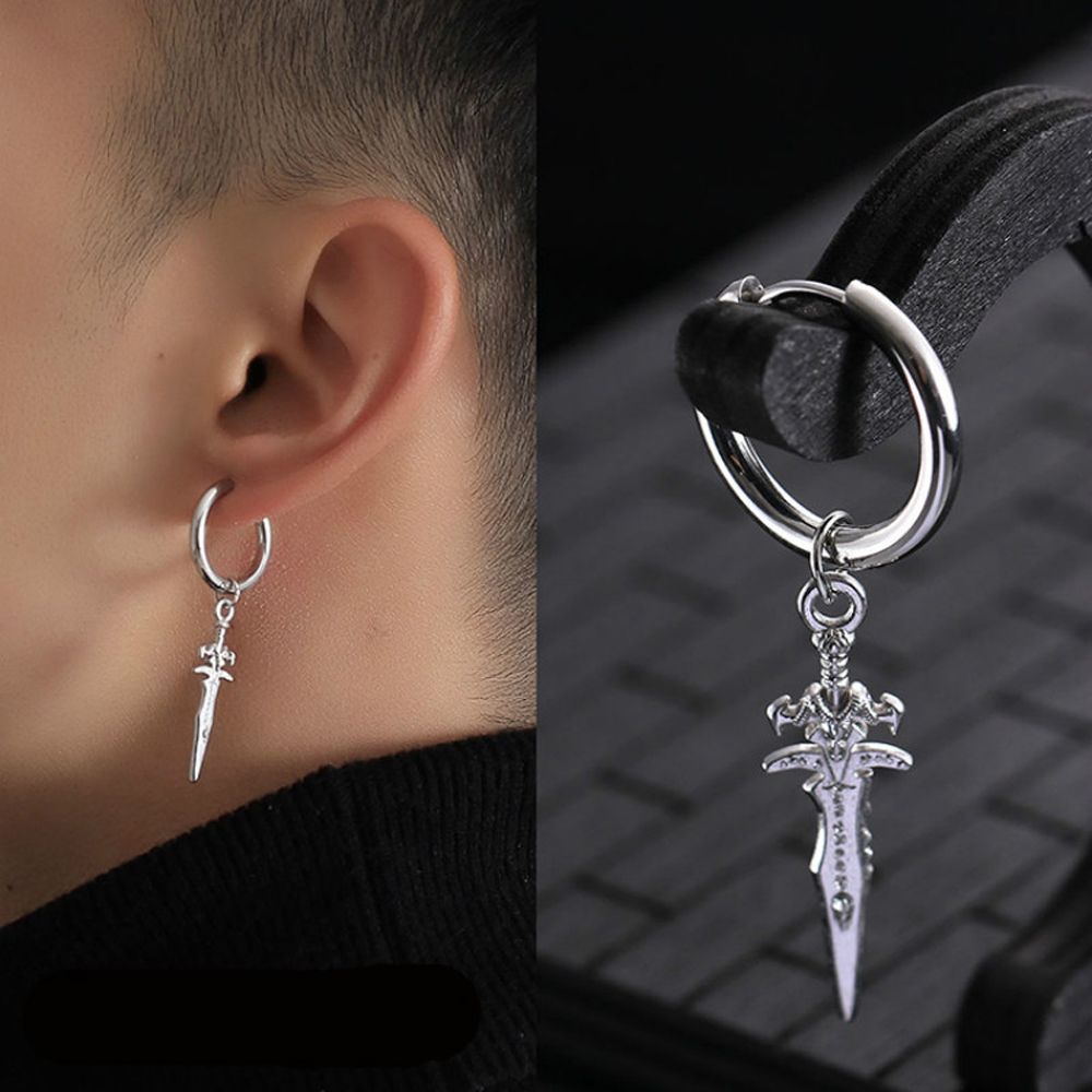 Elegant Personalized Black Stainless Steel No Pierced Ear Jewelry Stud Earrings Ear Cuff Clip On Earrings Men Ear Clips