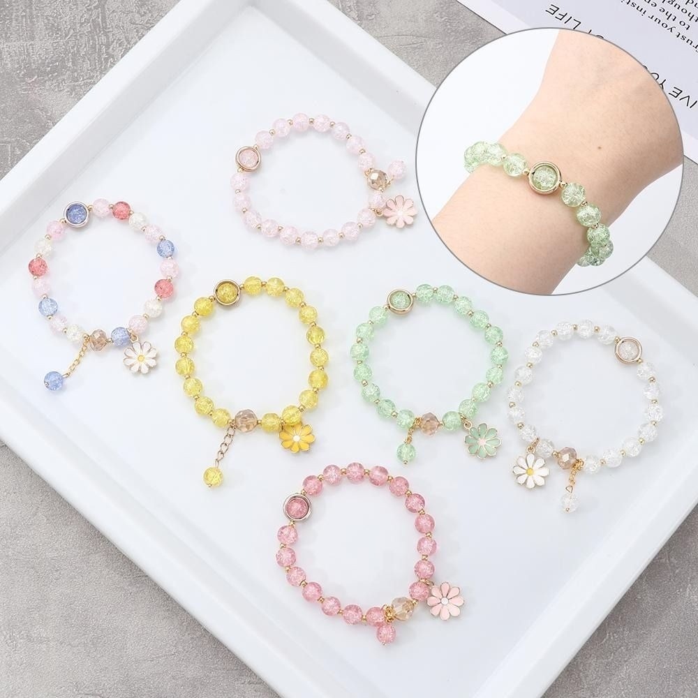 New Elastic Korean Daisy Bracelet Lucky Multicolor Bohemian Bracelet Handmade Bracelet Bohemian Style