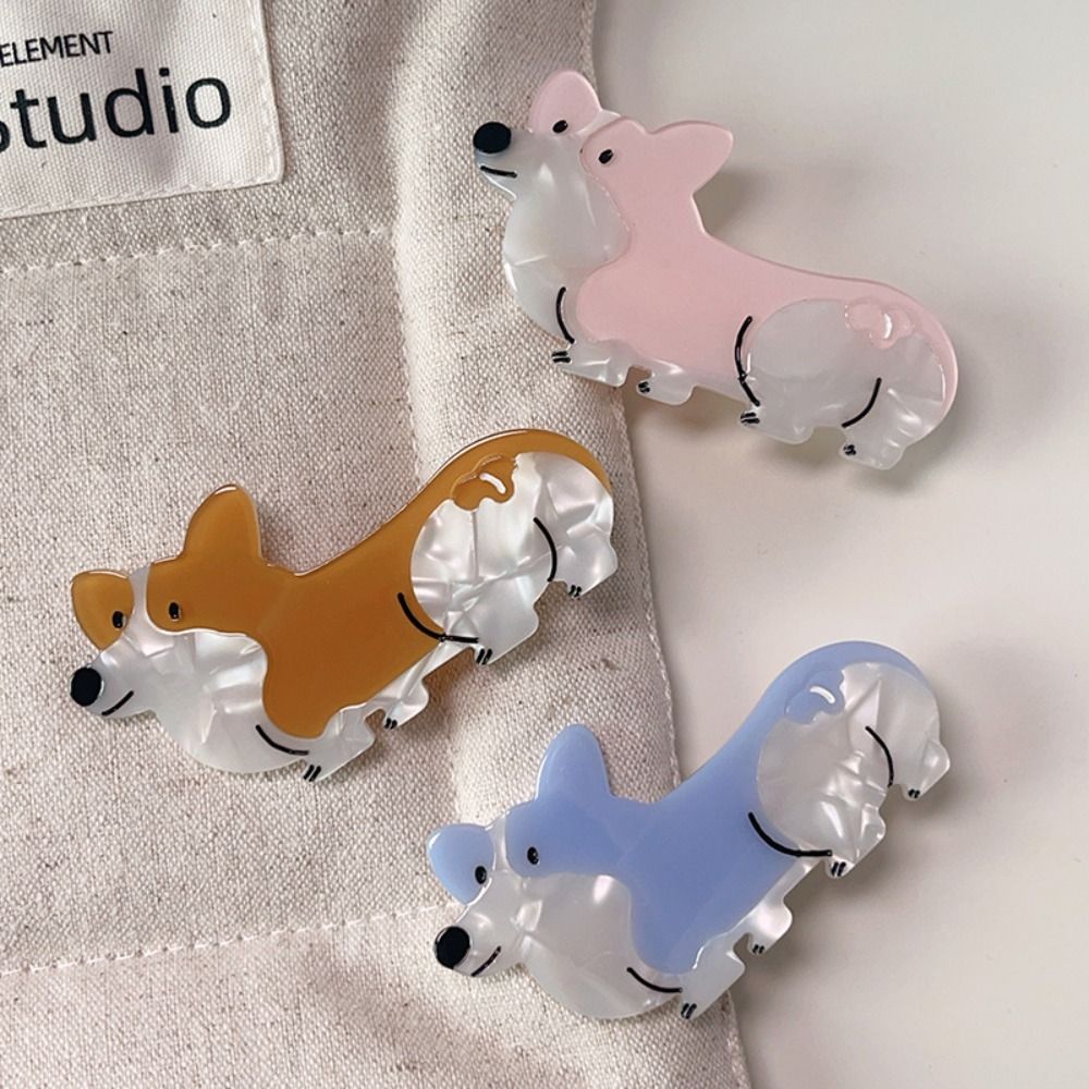 Personalized Animal Corgi Hair Clip Cartoon Headwear Acetate Puppy Hair Claw Creative Fashion Dog Hairpin Hair Accessories