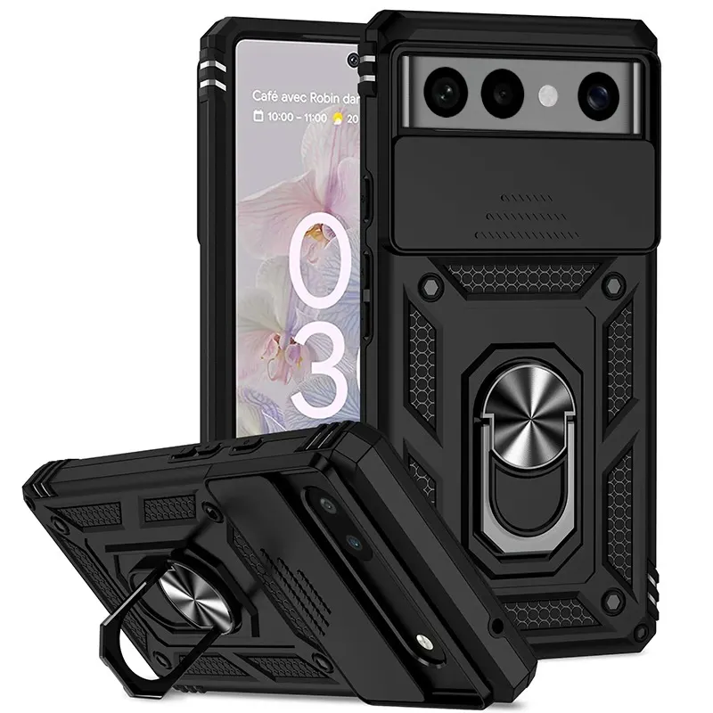 For Vivo X300 FE Phone Case Camera Lens Protector Shockproof Armor Iron Metal Car Ring Kickstand Bracket Casing for Vivo X300 FE Cover Casing HP