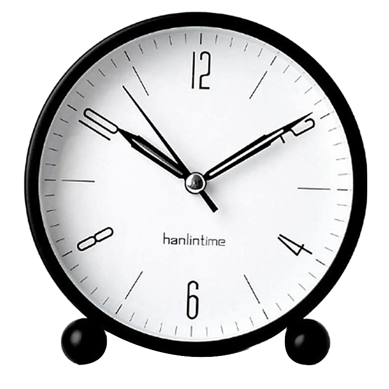 Hanlintime Analog Alarm Clock,Easy Set Small Desk Clock,Non Ticking,with Night Light, Battery Powered Super Silent Alarm Clock,B