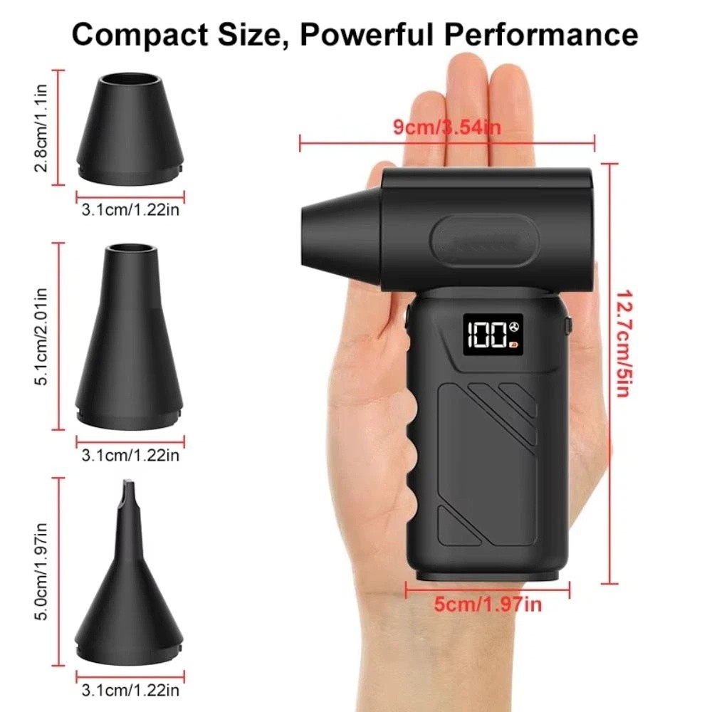 Electric Duster Brushless Motor Turbo Jet Fan 5-Speed Adjustable Rechargeable Mini Compressed Air Duster Ergonomic Grip 130000 RPM Turbo Fan Handheld Application