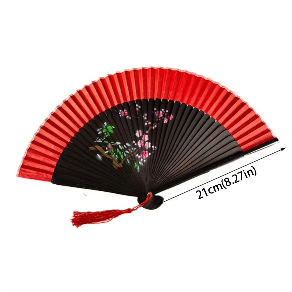 Fashion Chinese Style Solid Color Bamboo Fan Exquisite Retro Tassel Folding Fan Portable Classical Kimono Fan Hanfu Accessories