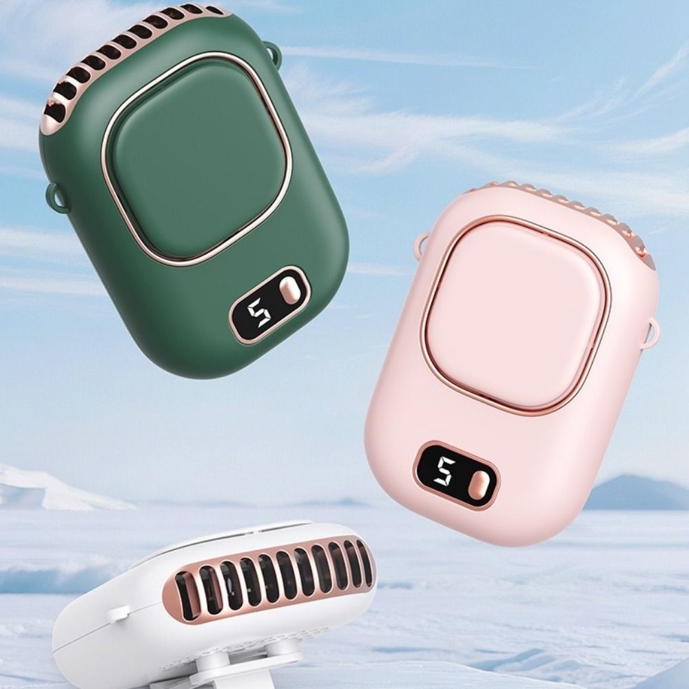 Portable Rechargeable Waist Clip Fan Turbo Ultra Quiet Lightweight Mini Electric Fan Hands Free LED Display Hanging Neck Fan Summer Cooling