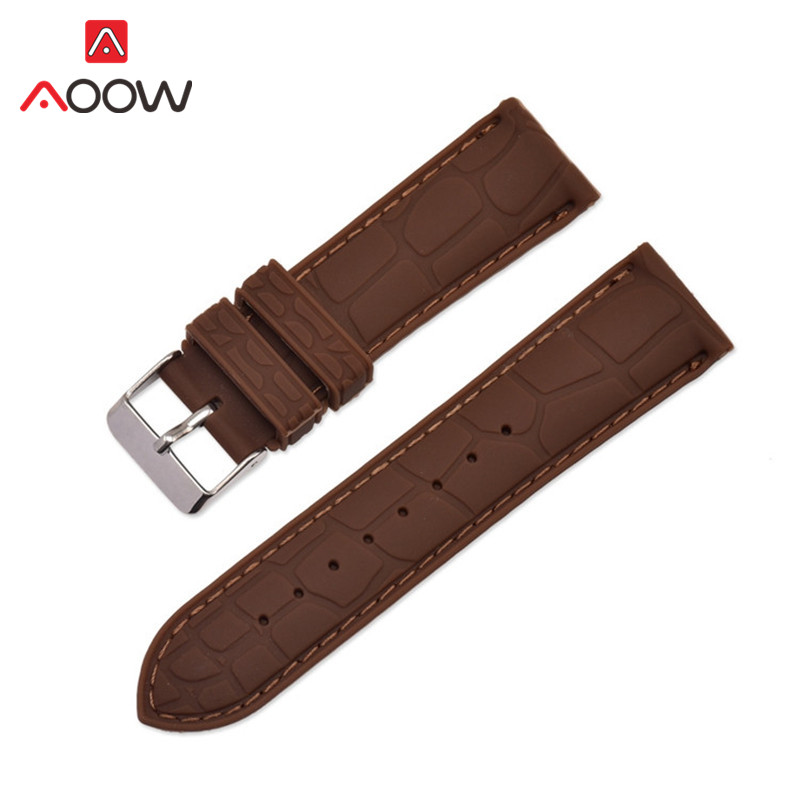 【Innovative design】20mm 22mm New Crocodile Pattern Soft Silicone Watchband Rubber Sport Breathable Replacement Bracelet Strap Band Accessories