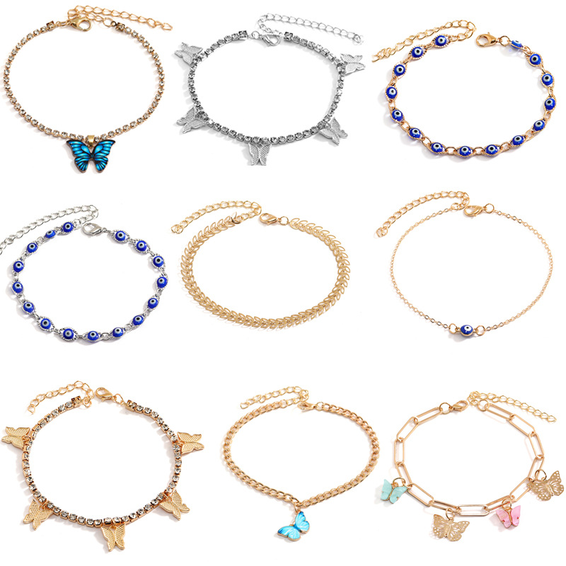 【Top Picks】Popular New Colorful Butterfly anklet Women's Light Luxury Niche Design Sense Beach anklet