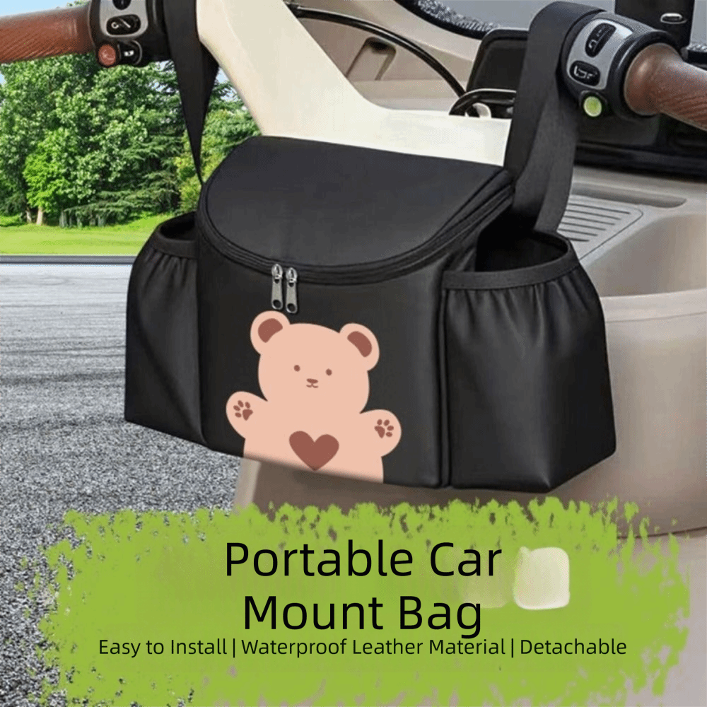 Portable Large Capacity Electric Bike Storage Bag Front Mounted Waterproof Bicycle Handlebar Bag Cartoon PU Electric Vehicle Hanging Bag Tricycle
