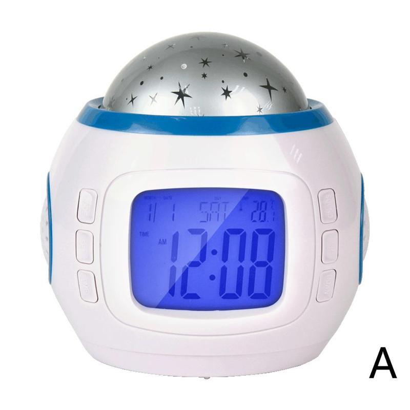 【New arrival】1pcs LED Alarm Clock With Projection Chord Music Reveil Projection Plafond Sky Starry Baby Room Night Lamp Glowing Alarm Clock