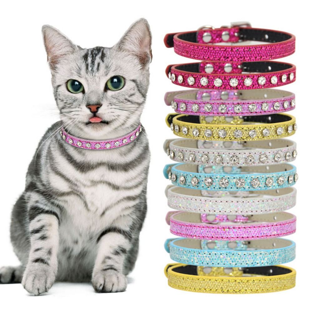 Glitter Dog Collars Adjustable Cat Collar Reflective Bling Cats Collars Super Shining Cat Necklace Photograph