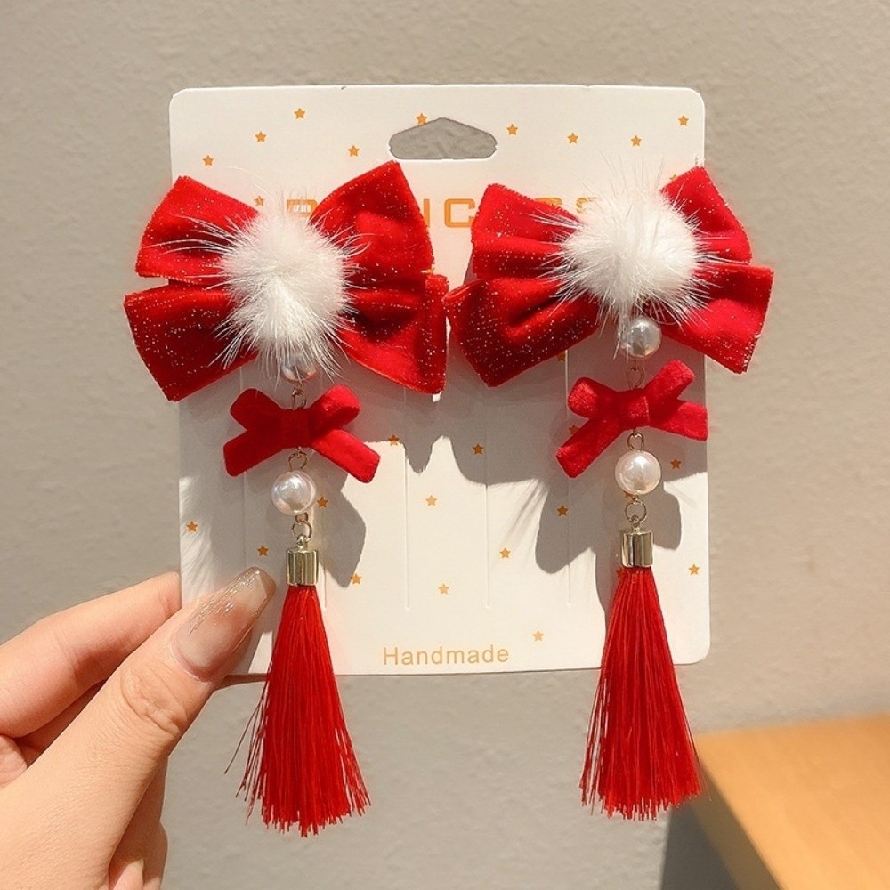 New Year Dress Up Cloth Chinese Tassel Fan Hairpin Bow Flower Japanese Kimono Headwear Kimono Hair Clip Tassels New Year Bow Hairpin Women/Kids
