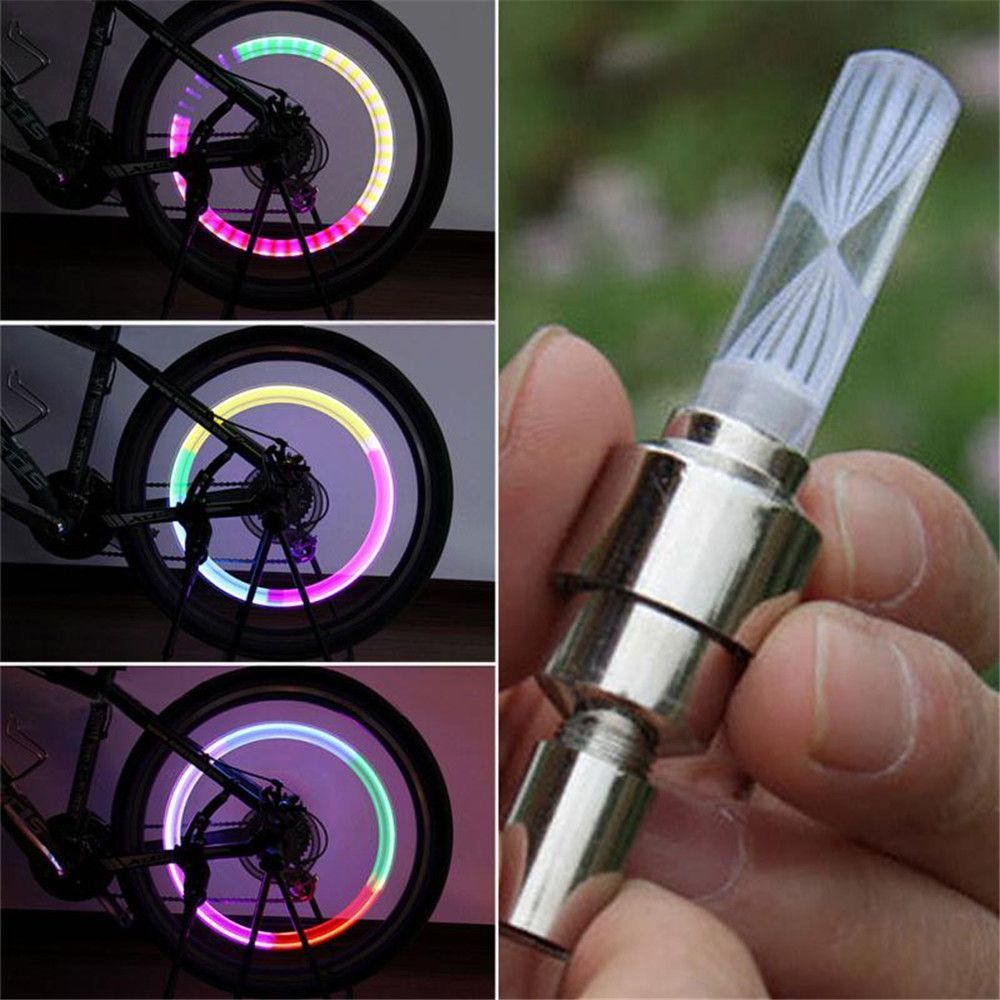 Hot Fashion Lamp Bike Tyre Wheel Night Light Valve Caps LED Light Bicycle Accessories Bike Decoration Tire Lamp