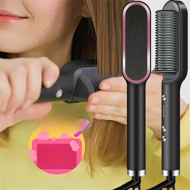 Electric Hair Straightener Brush Straight Quick Iron Hot Comb Styling Tool