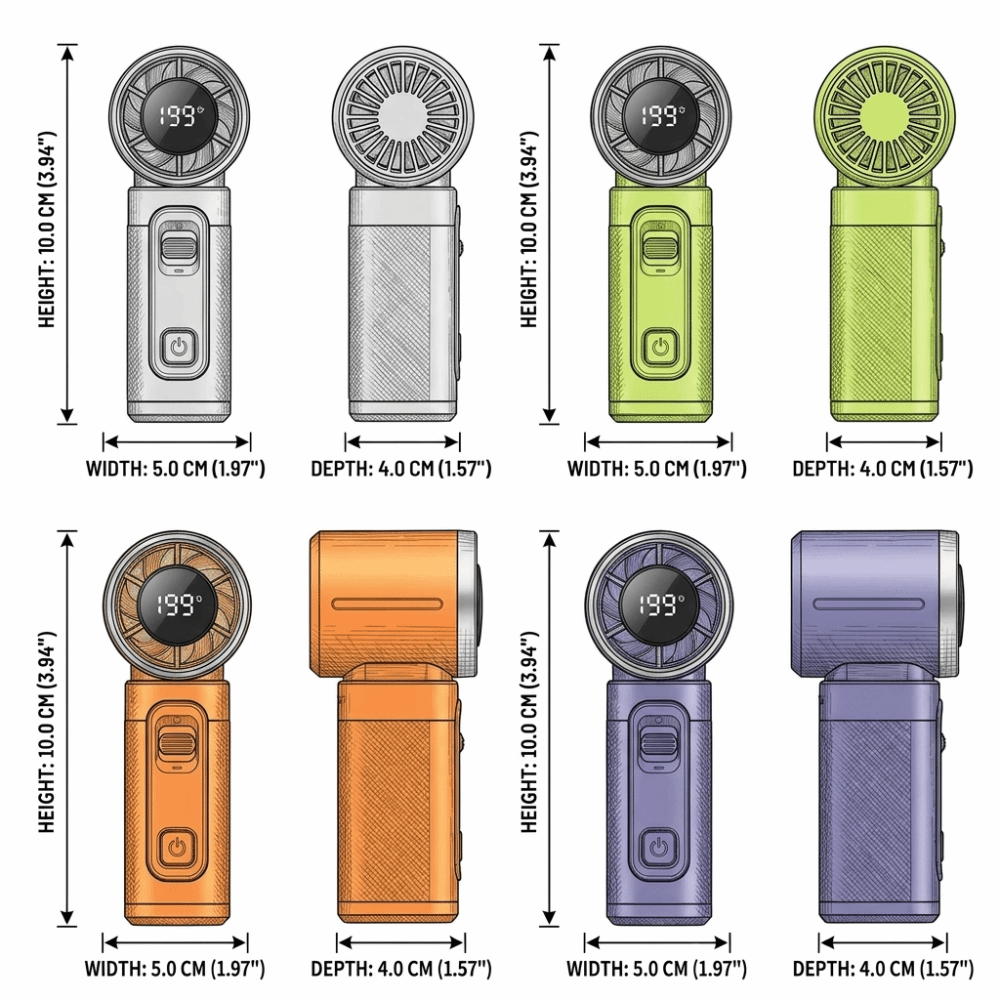 Pocket Size 3000mAh Battery Portable Handheld Fan Strong Airflow Stable Operation Mini Pocket Fan Stepless Speed Adjustment Compact Design High Wind Cooling Fan for 5V/.5A 3000mAh Personal Cooling