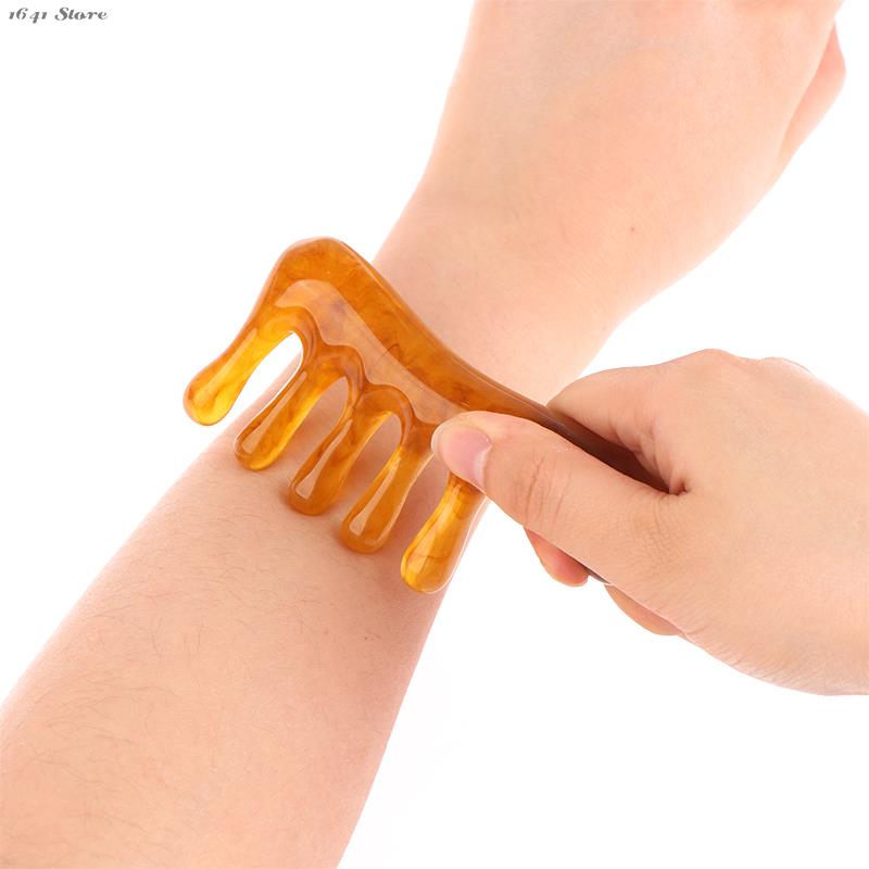Yuanyan High Quality 1Pc Natural Resin Horn Pocket Comb Wide Toothed Comb SPA Guasha Scalp Massage Brush Hair Care Tool