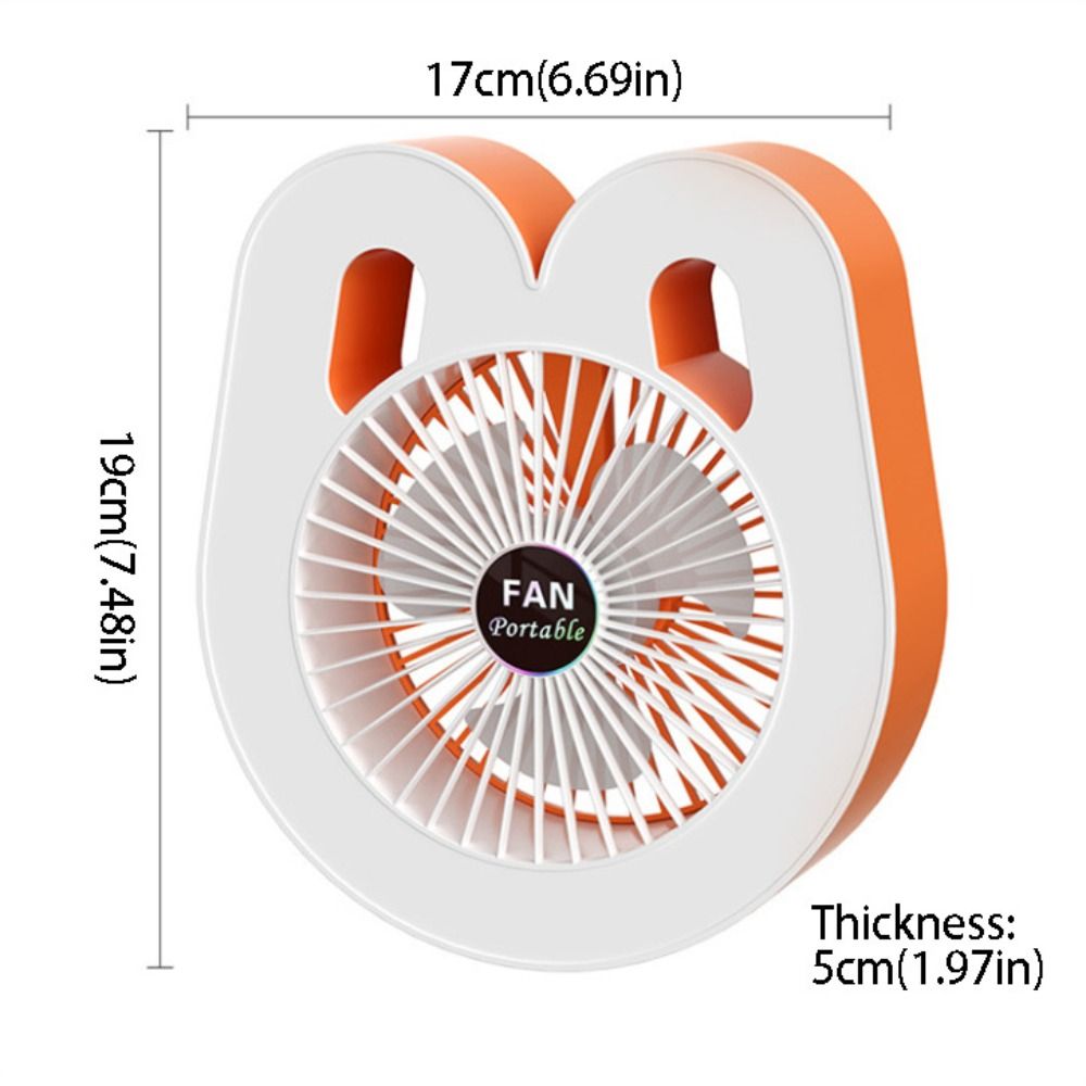 Compact Fan Portable Colorful Light Fan Rechargeable Adjustable Fan 180° Adjustable 3 Speeds Electric Fan Camping Use