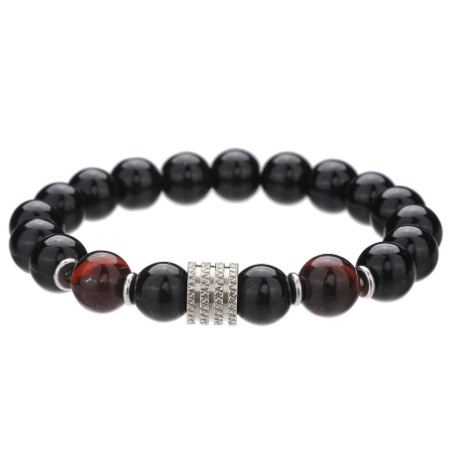【Innovative designs】Personalized Fashion New Handmade Natural Volcanic Snowflake Stone Beads for Men Retro Elastic Beads