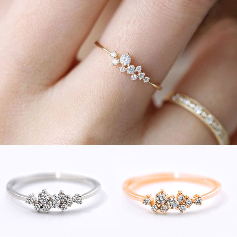 【New Arrivals】Wish Plated 18k Gold Diamond Ring Women's Tail Ring Light Luxury Metal Ring Jewelry
