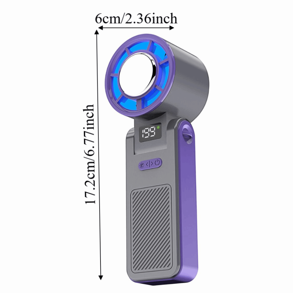 Compact Ice Compress Cool Refrigeration Electric Fan Colorful Lighting Foldable Personal Cooling Fan Quiet Operation Powerful Airflow Pocket Turbo Fan Indoor Outdoor Use