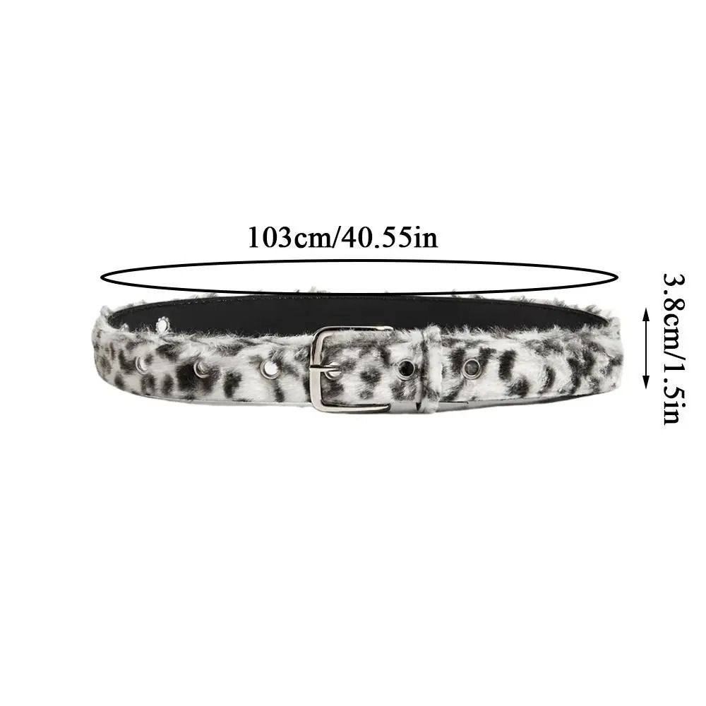 All-match Adjustable Leopard Print Belt Harajuku Jeans Waistband Plush Pink Trouser Decoration Spicy Girl