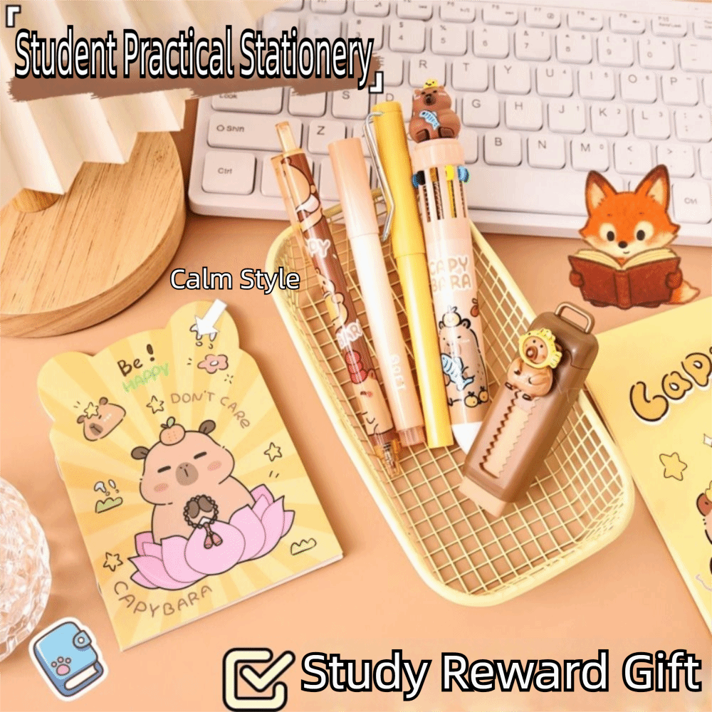 Cute Capybara Stationery Set Multifunctional Portable Ballpoint Pen Gel Pen Back To School Gifts