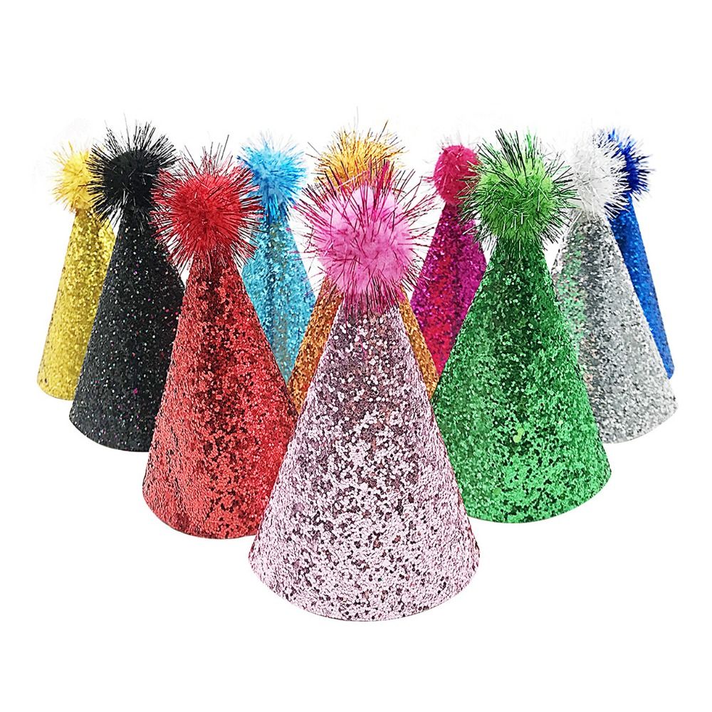 Cute Decorative Pet Birthday Hat Foldable with Ball Cat Headgear Adjustable Cat Sequin Cap for Birthday