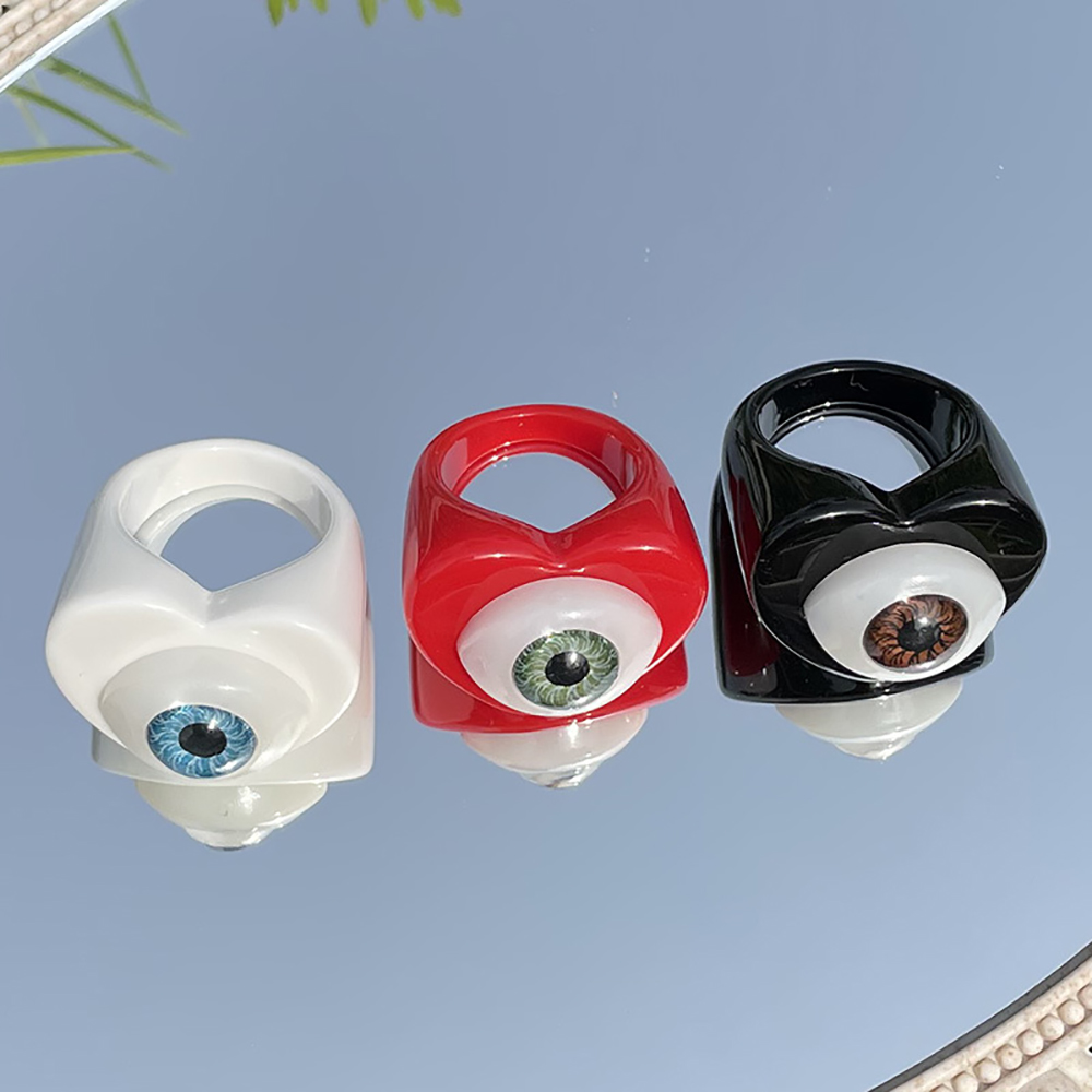 Aesthetic Creative Cold Style Cartoon Punk Candy Color Finger Ring Demon Eye Ring Jewelry Gifts Resin Ring