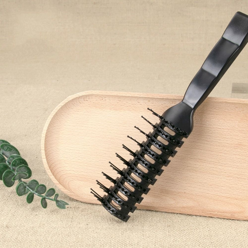 Fluffy Hair Brush Plastic Detangling Vent Brush Black Anti-slip Anti-static Heat Comb Durable Massage Ribs Hair Comb Salon