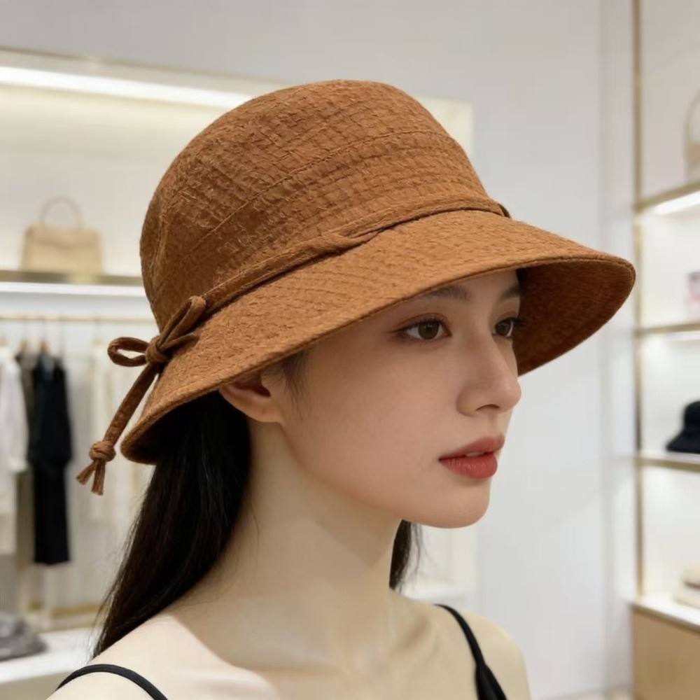 New Stylish Bow Sun Protection Hat Breathable Lightweight Wide Brim Fisherman Hat Adjustable Foldable Sunshade Bucket Hat Fishing