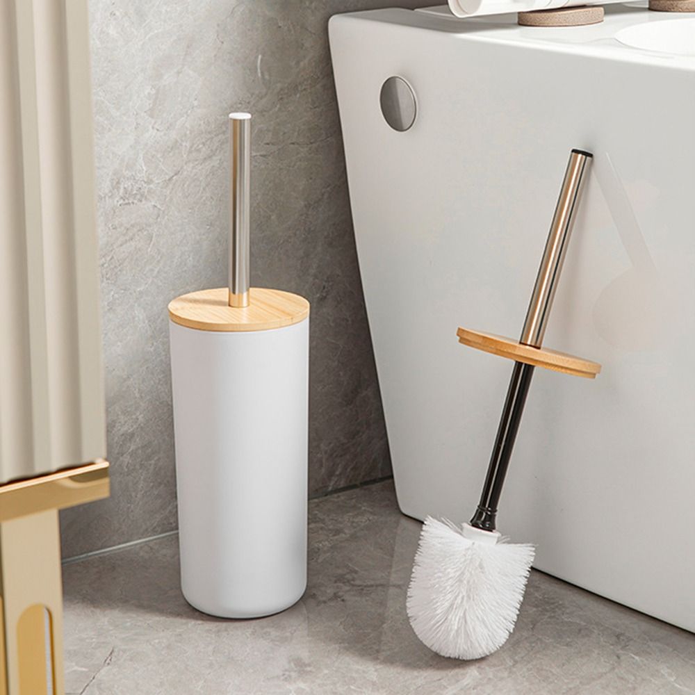 Easy To Clean Anti Drip Toilet Brush Set Long Handle Nordic Style Toilet Scrubber No Dead Corners Standing Base Bathroom Cleaning Tool Bathroom Use