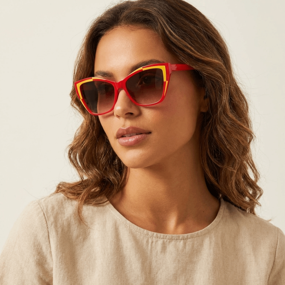 Vintage Y2k Cat Eye Sunglasses Steampunk Contrast Color UV Protection Sunglasses Classic Gradient Fashion Shades Beachwear