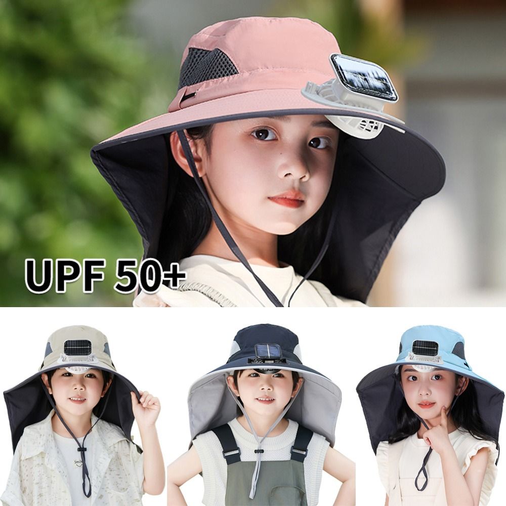 Personal Adjustable Children's Solar Fan Hat Charging Waterproof Wide Brim Sun Cap Quiet Cooling Summer Cooling Hat Hiking